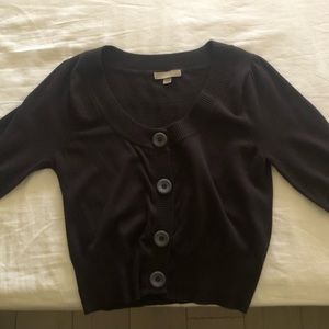 Women’s short sweater knit top in dark brown